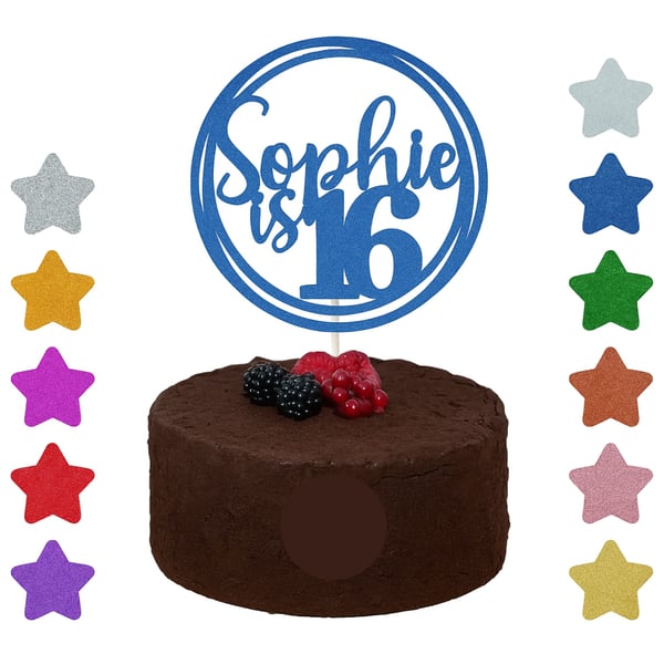 16th Birthday Cake Topper, Happy 16th Birthday Cake Topper, Custom Cake Topper
