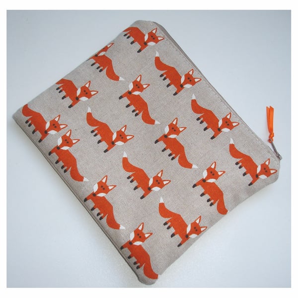 Fox Zipped Coin Credit Card Size Purse Orange Foxes