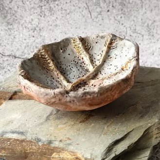 Sea Fossil Dish, Clay Pastel Trinket Bowl, Handmade Ceramic Vessel