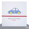 Boy's Personalised Name and Age Birthday Card - Button car