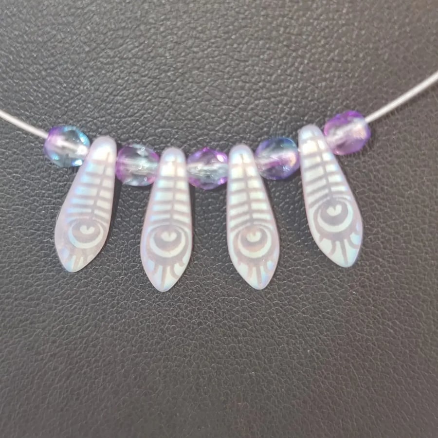 Purple opal dagger bead necklace