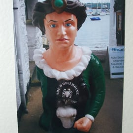 Photographic greetings card of  an old ships figurehead.