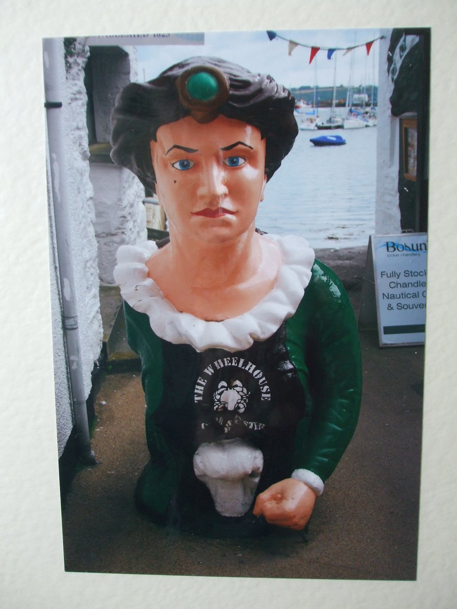 Photographic greetings card of  an old ships figurehead.
