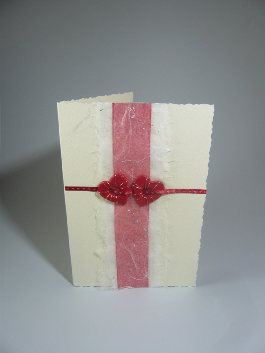 Handmade Valentine's Day Card Twin cutout Hearts