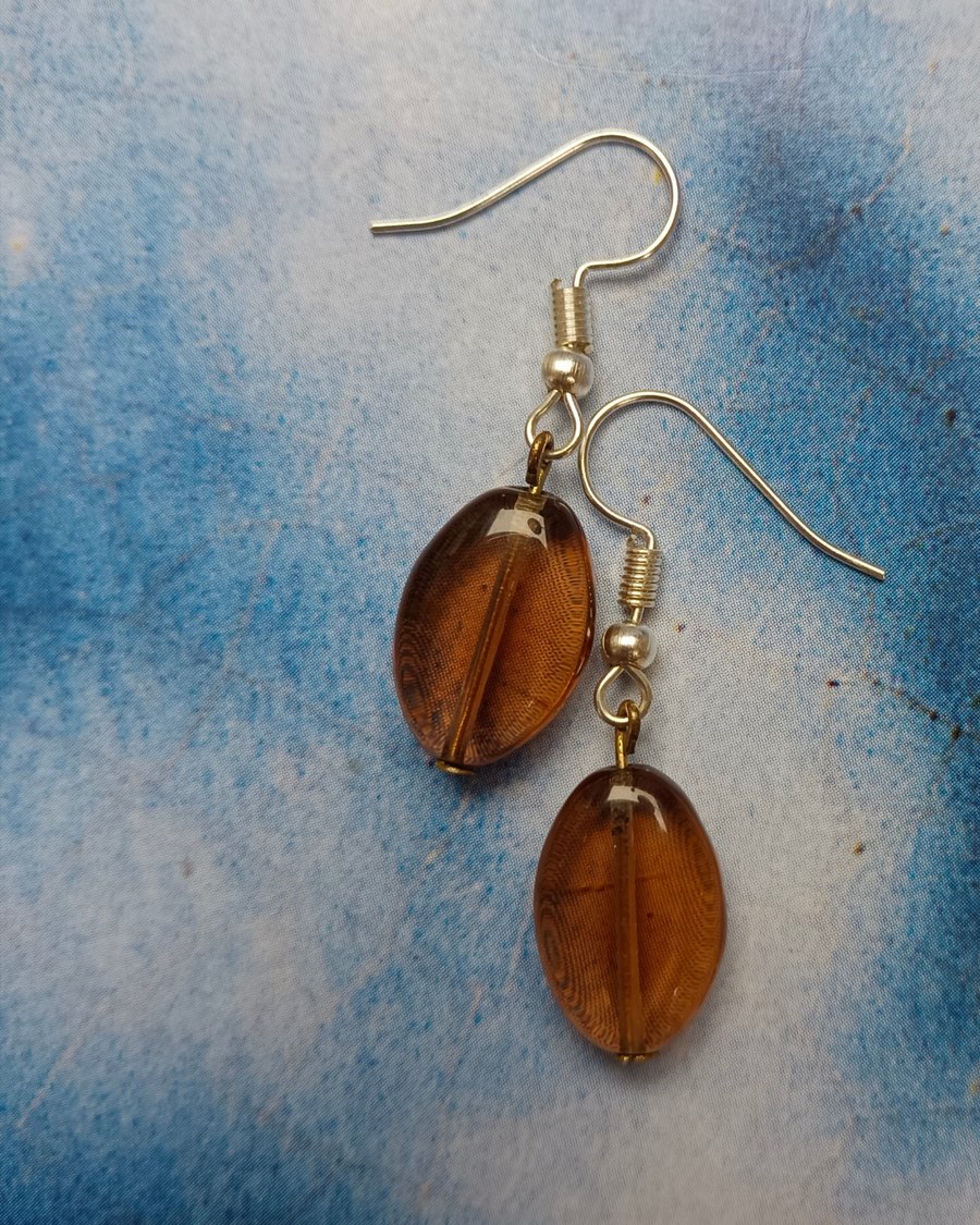 Lovely Amber Glass Handmade Earrings