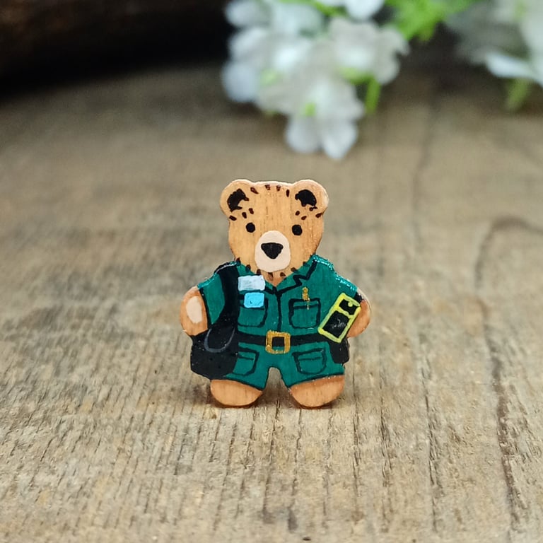 Paramedic Gift, Handmade Tiny Paramedic Bear Lanyard Pin, Student Graduation