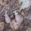 Rose quartz and sterling silver pendant earrings