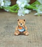 Tiny Robin Bear Pin, Handmade Tiny Teddy Bear Badge, Bereavement Brooch Gift - Image 1