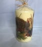 Decorated Candle Hedgehog in Snow Winter Christmas Decoupage Unusual 18cms