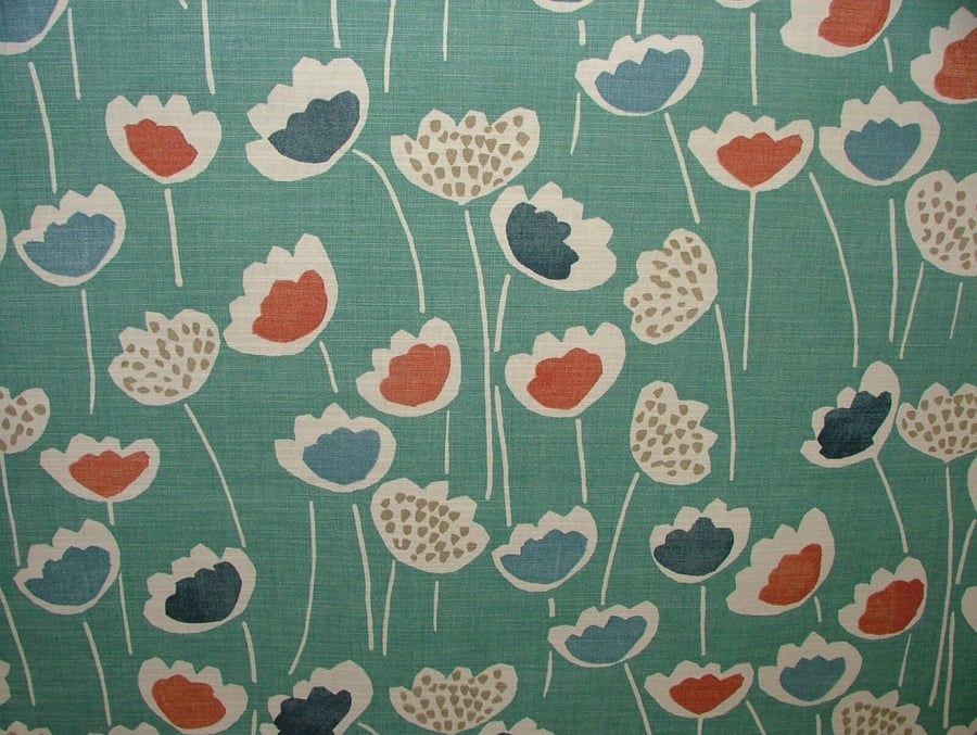 1.30mt 51" Blue Terracotta Cotton Fabric Modern Flower Prestigious Textiles Clar