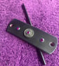 Dyed Black Leather Hair Stick Barrette - Florentine centre with 3 Purple Gems - Image 5