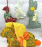 Handmade Easter Decoration Set – Fabric Bunny & Goose Ornaments 4Pcs
