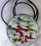 pendant on thong - scrolled green and red on white - Image 4