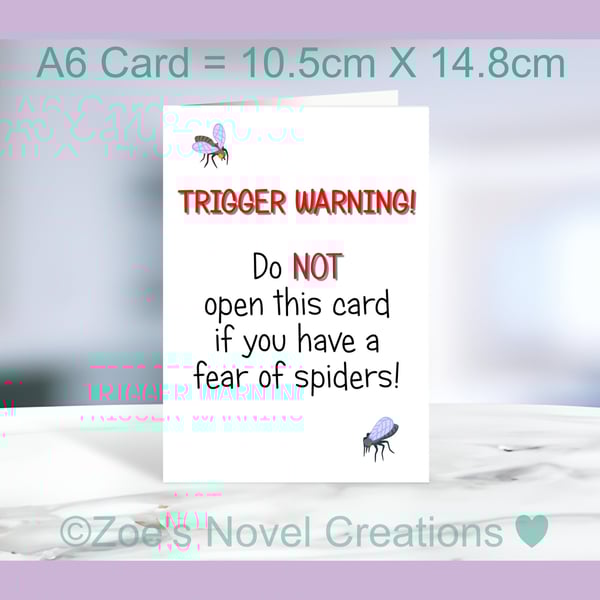 Spider Birthday Card, A6 size 10.5cm X 14.8cm 