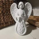 Faceless Praying Angel Tree Topper Marble Effect PLA Braided Hair Vine Decor