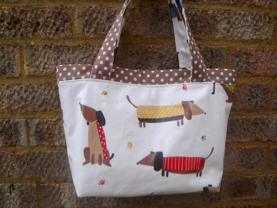 Oilcloth Tote - Doggy Tote Bag 