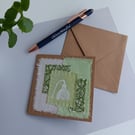 Textile Card with Hand Printed Snowdrop