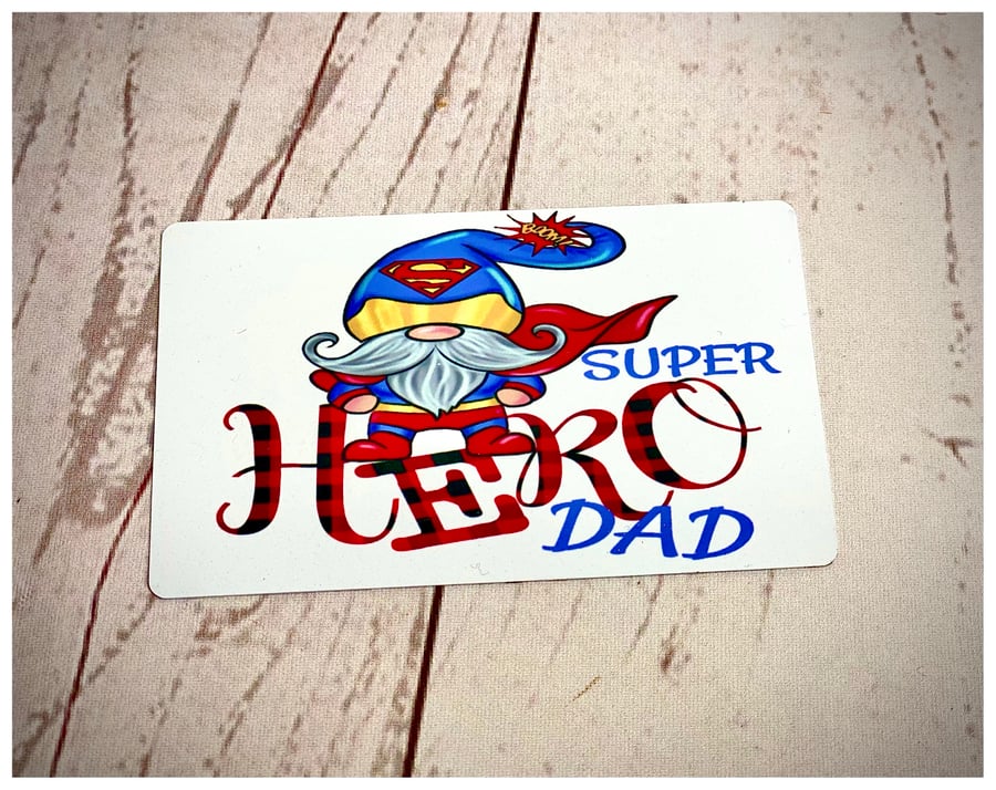 Superhero Dad wallet card keepsake metal 