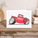 Pick Up Truck Greeting Card: Hand Drawn Classic American Design (411)