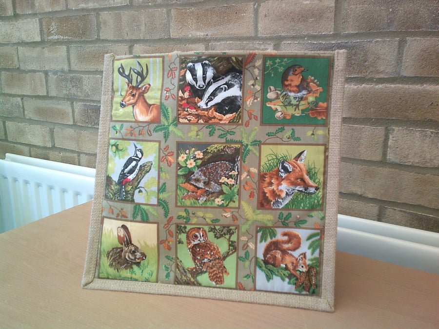 Medium Jute Bag with Wild Animals Pocket