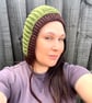Handmade Crochet Bonnet - Woodland Green & Brown Ribbed Bonnet with Ties  - Image 2