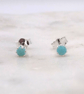 Amazonite Facet 3mm Gemstone 6 Prong Sterling Silver Stud Earrings. - Image 1