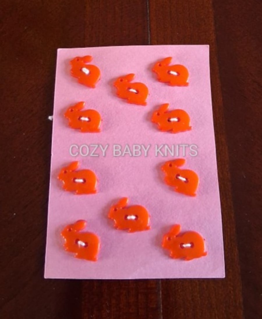 Orange rabbit plastic buttons