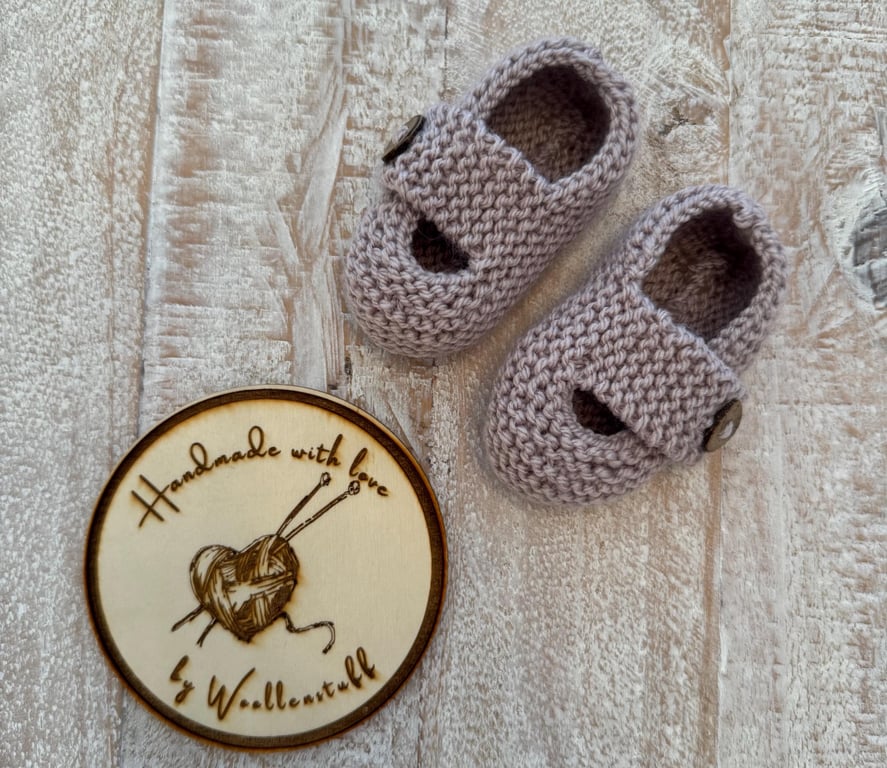 Made To Order Handknitted Keelan Baby Shoes 4 sizes. Any colour.