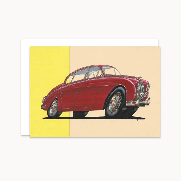Jaguar Greeting Card: Mid Century Classic Car Illustration (417)