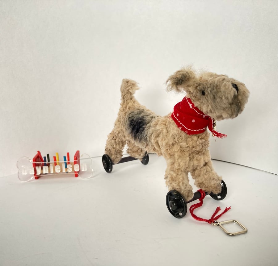 Spot! Handmade Miniature Dog on Wheels. 