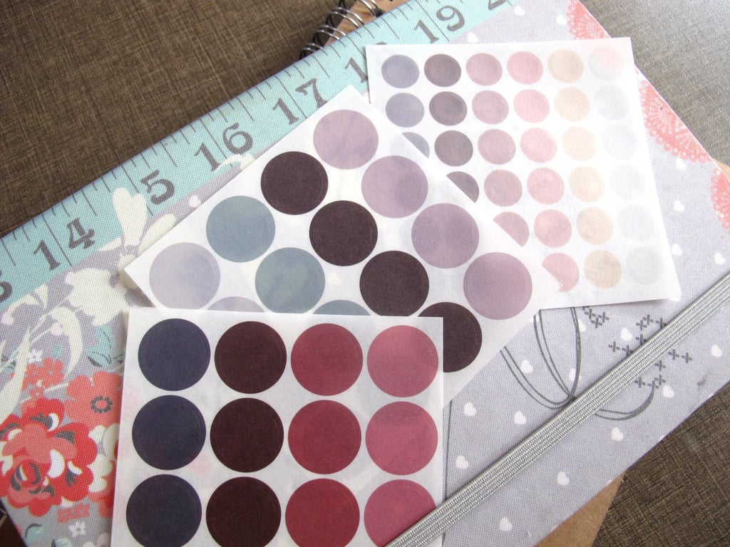 66 Random Colour Watercolour Dot Stickers