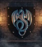 Handmade Dragon Wall Plaque Plaster Dragon on Wooden Shield - Image 1