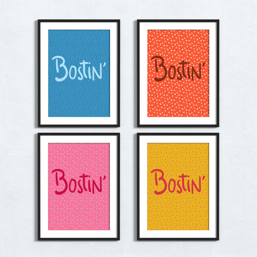 Brummie phrase print: Bostin’