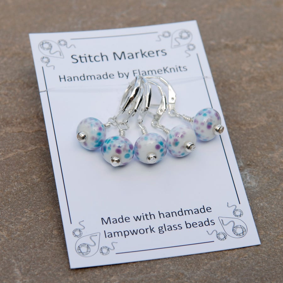 Lampwork Stitch Markers - Hyacinth