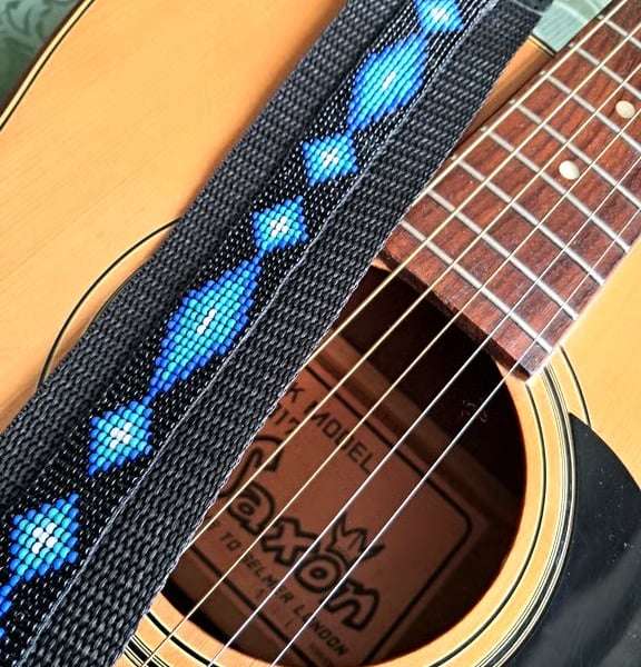 Beaded Guitar Strap Handcrafted Unique