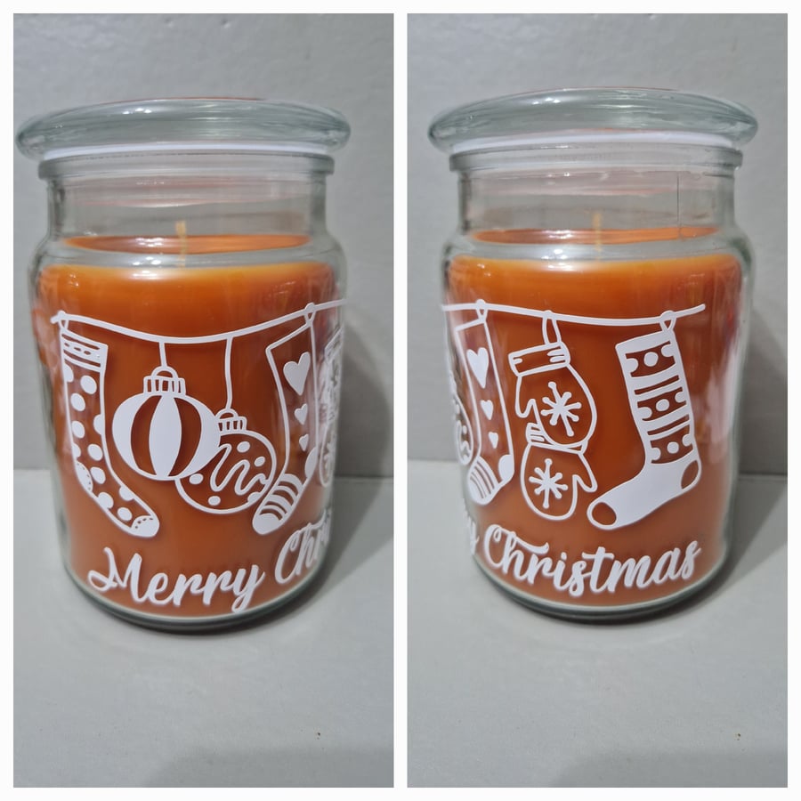 Large Christmas scented candle with festive design