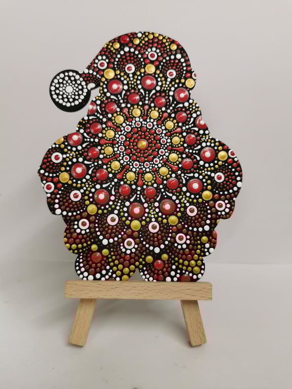 Hand painted Santa mandala Christmas decoration