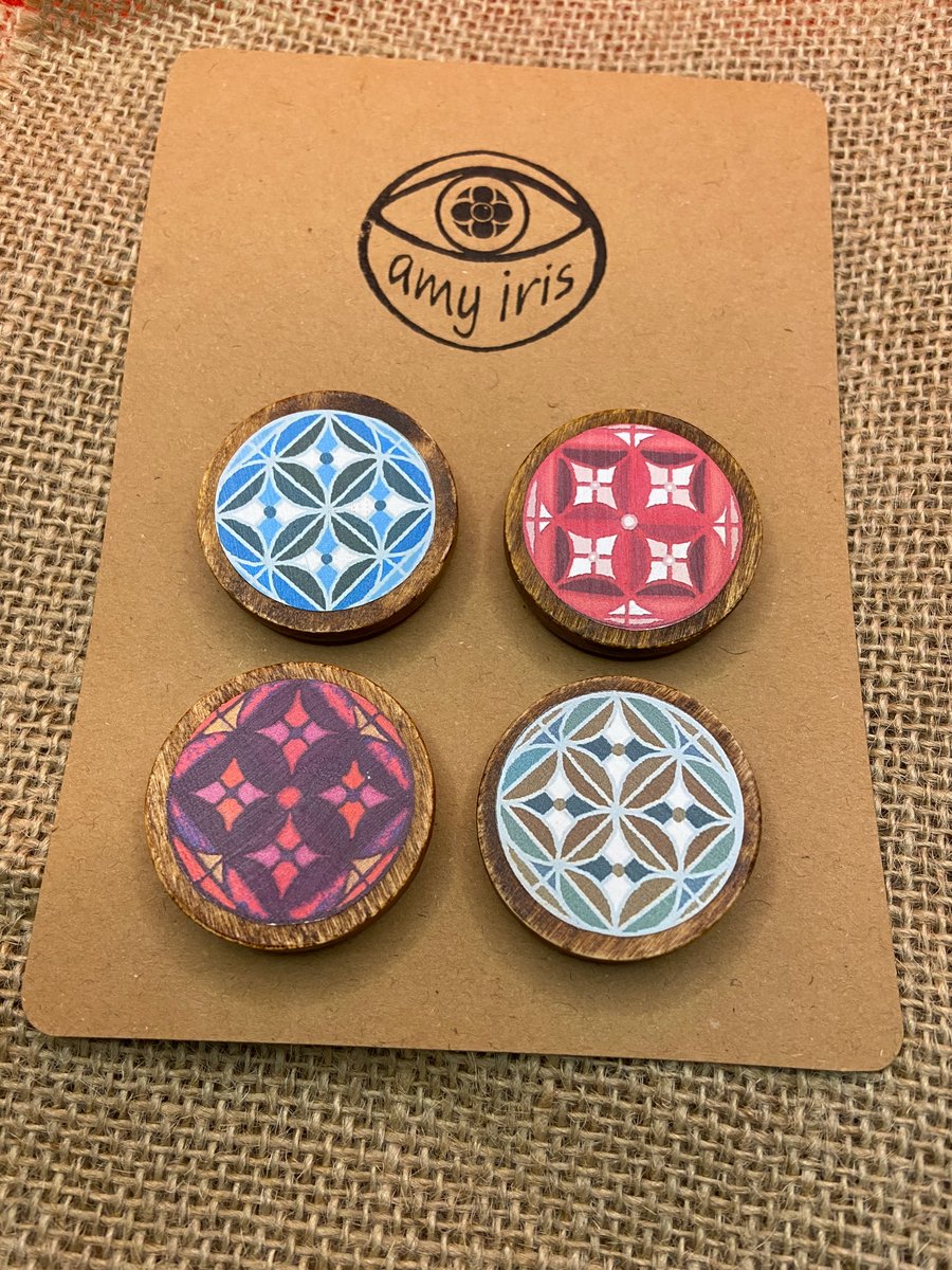 Handmade Wooden Kitchen Magnets with cosy hearts perfectly imperfect