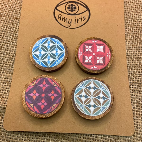 Handmade Wooden Kitchen Magnets with cosy hearts perfectly imperfect