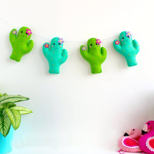 Make Your Own Felt tropical Cactus Garland. Sewing kit.