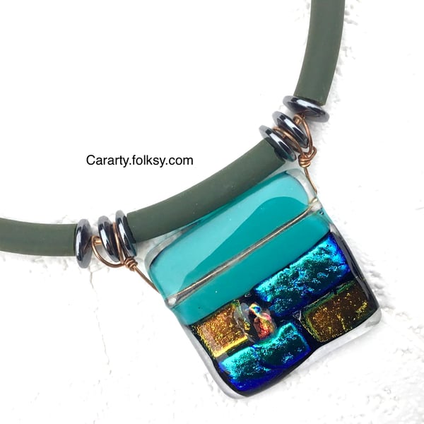 Fused glass necklace 