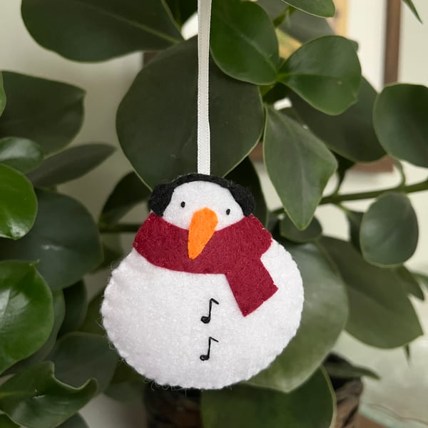 The Musical One - Felt Snowman Decoration