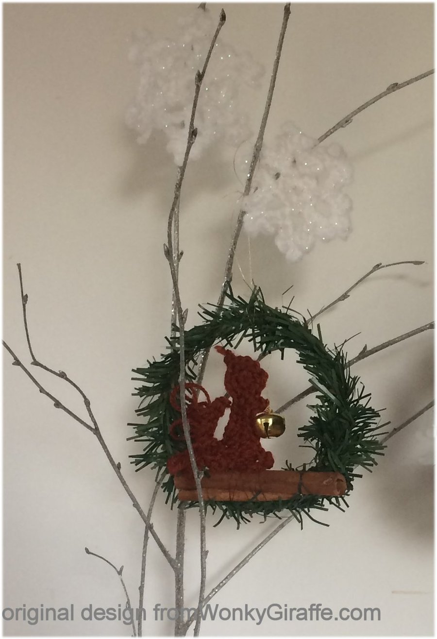 crocheted red squirrel hanging decoration 