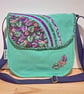 Mint green handbag with green and violet leaves  - Image 1