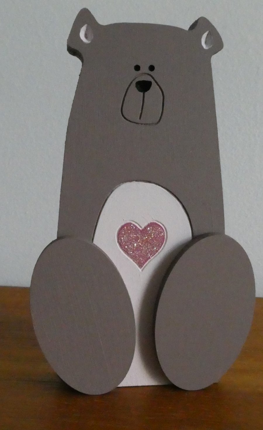 Sale  - MDF Bear With Heart - Brown
