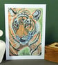 Tiger Portrait Art Card: Blank or Personalised A6-Size Greetings Card - Image 5