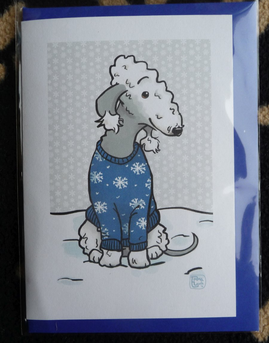 Bedlington Terrier Christmas Card 