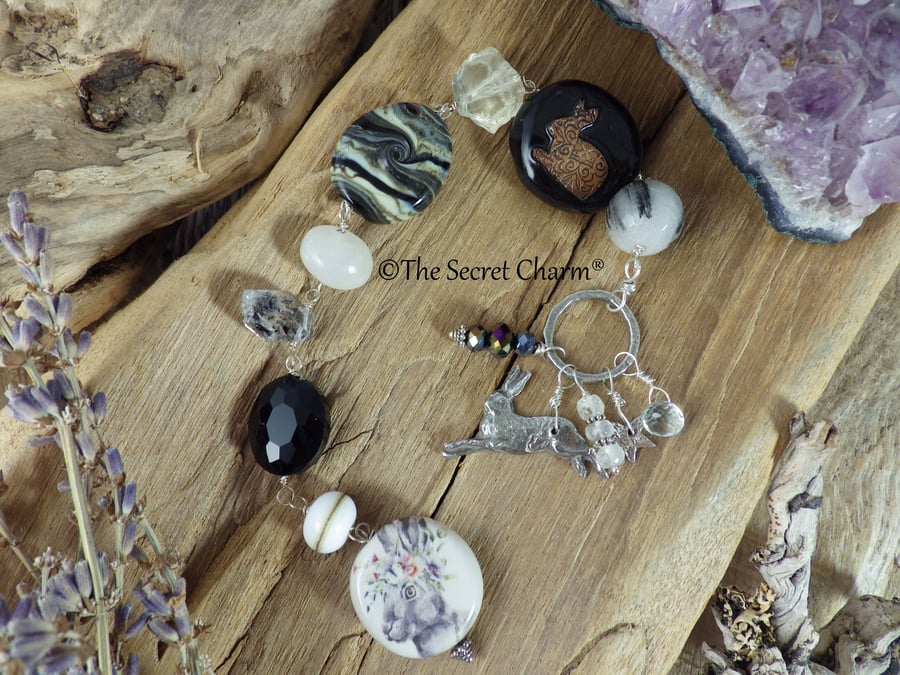 Mountain Hare Sterling Silver Rosary Prayer Beads, Meditation Beads OOAK