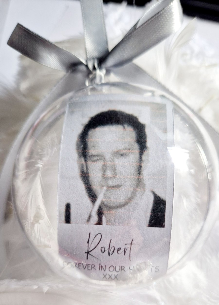 Heavenly custom memorial baubles 8cm