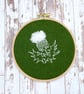Scottish thistle embroidery on emerald green Harris tweed, 6.5" - Image 1